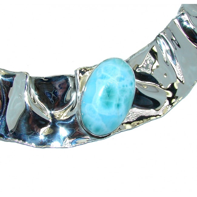 Love Attraction! AAA Blue Larimar Sterling Silver necklace / Cuff