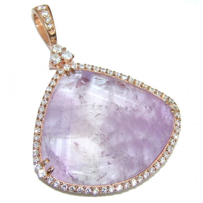 Exclusive AAA Amethyst, 1p. Diamond, Rose Gold Plated Sterling Silver Pendant
