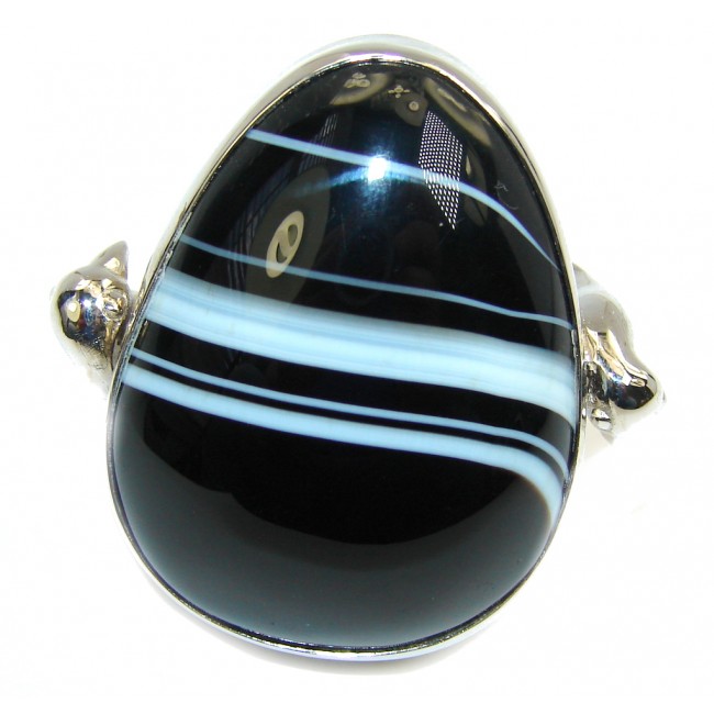 Big! Excellent Botswana Agate Sterling Silver Ring s. 7 - adjustable