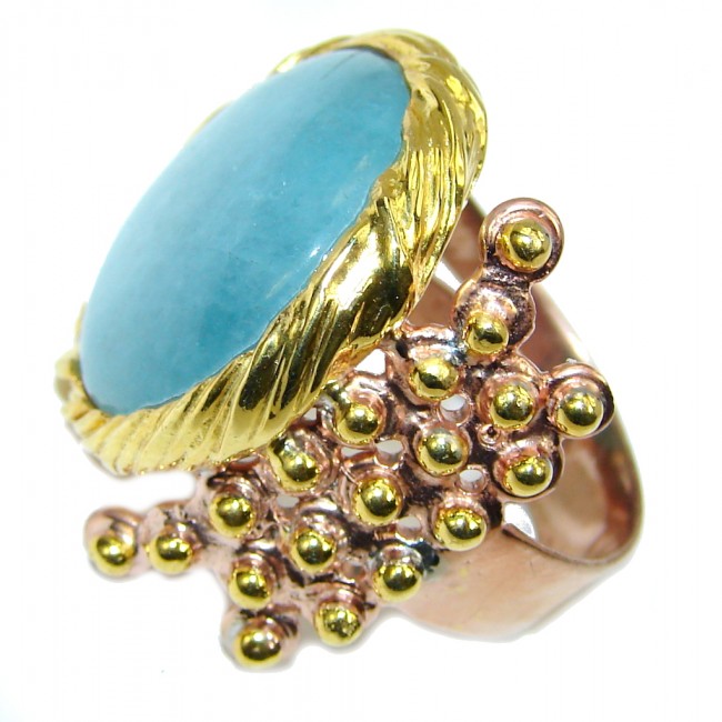 Passiom Fruit AAA Aquamarine Gold Plated, Rhodium Plated Sterling Silver Ring s. 6 3/4