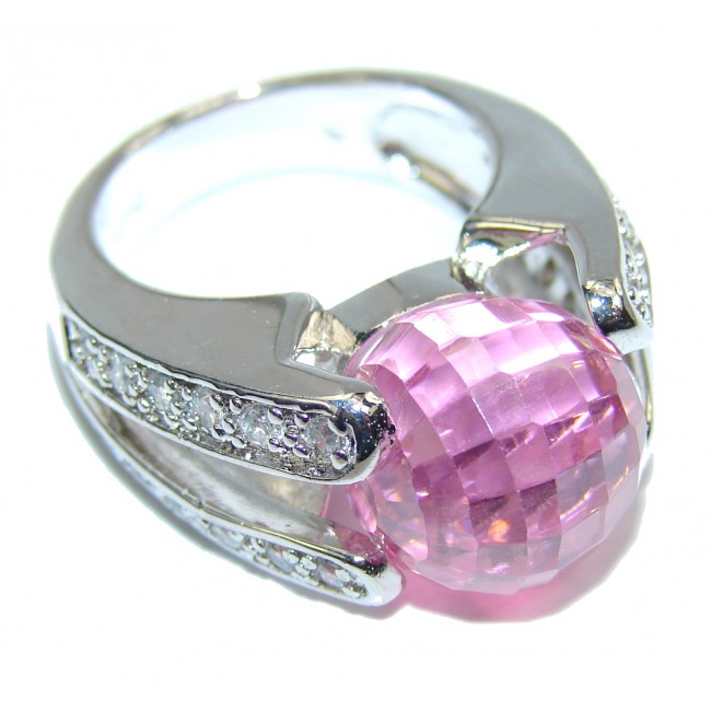 Passion Pink Topaz Quartz Sterling Silver ring s. 6