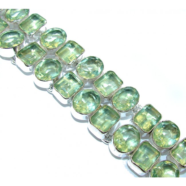 Queen Of Nature Created Green Peridot Sterling Silver Bracelet