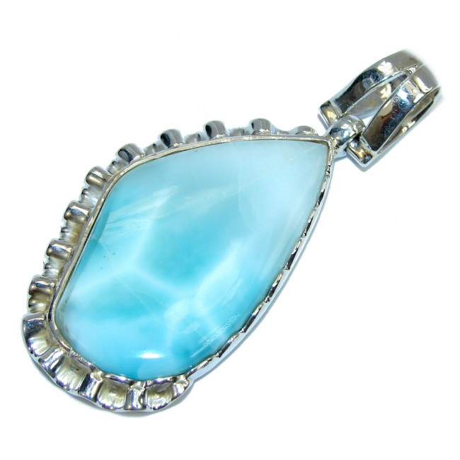 Perfect AAA Blue Larimar Sterling Silver Pendant