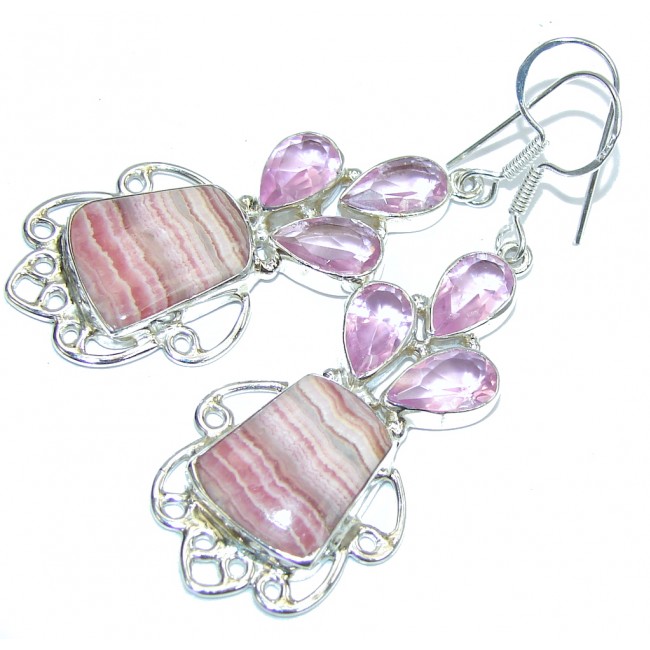 Amazing Pink Rhodochrosite Sterling Silver earrings