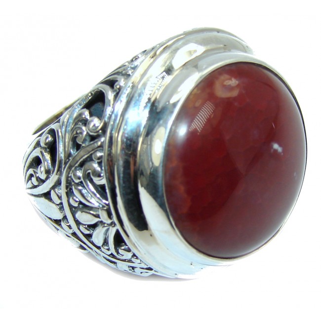 TOTALLY Oversized AAA Mexican Fire Agate Sterling Silver Ring s. 10