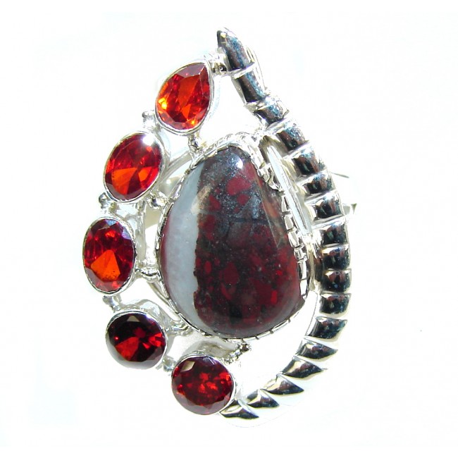Simple Red Jasper Sterling Silver Ring s. 7 1/4