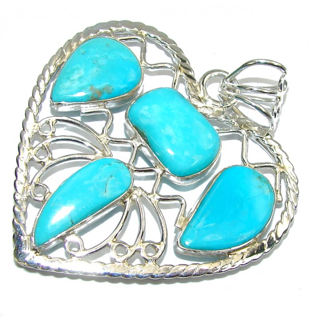 Lovely Sleeping Beauty AAA Turquoise Sterling Silver Pendant