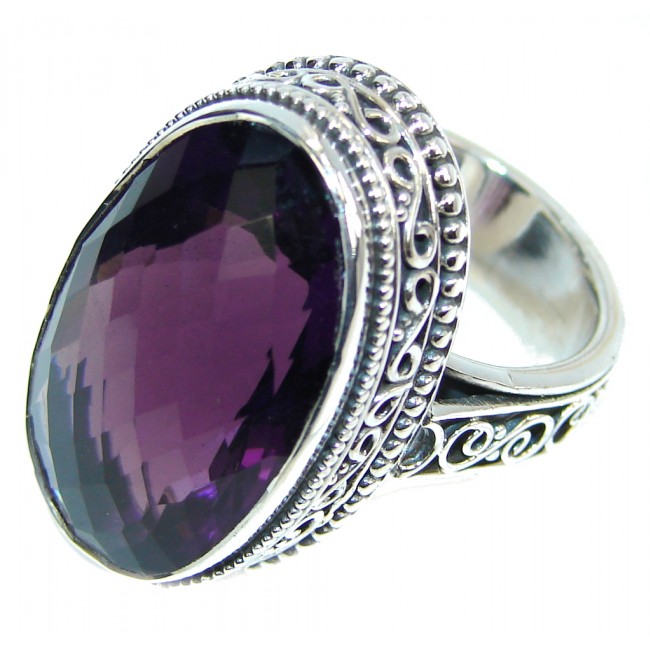 Big! Amazing Purple Quartz Sterling Silver Ring s. 7 1/2