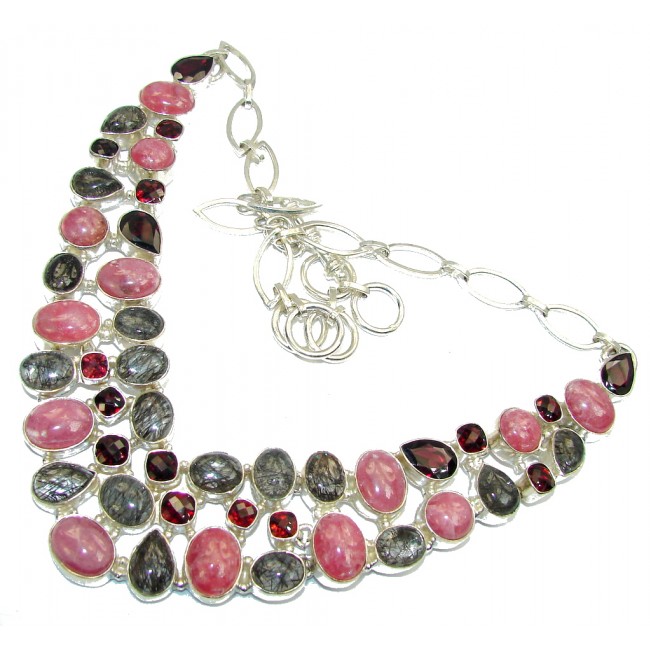 Gorgeous Color Of Rhodochrosite Sterling Silver necklace