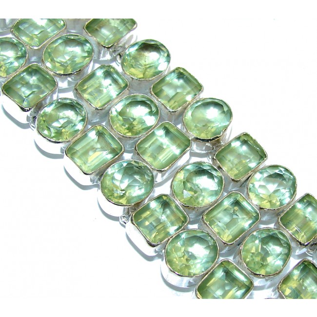 Beautiful Created Green Peridot Sterling Silver Bracelet