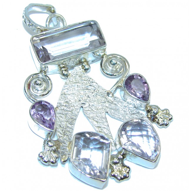 Delicate Beauty AAA Purple Amethyst Sterling Silver Pendant