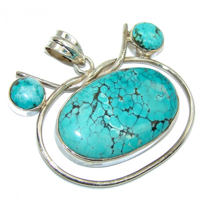 Big! Fantastic Style Turquoise Sterling Silver Pendant
