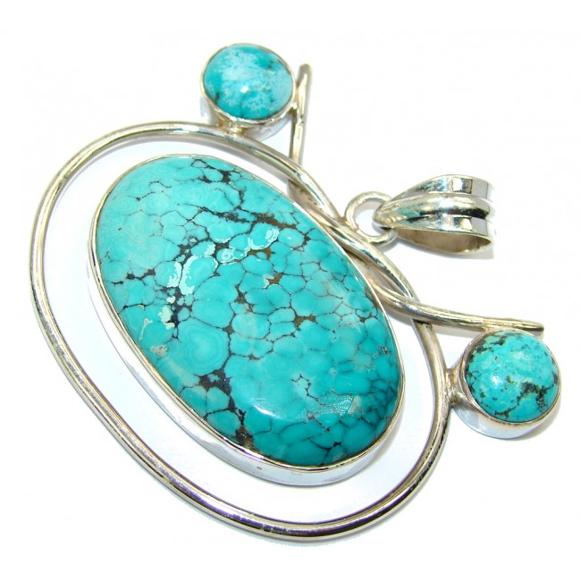 Big! Fantastic Style Turquoise Sterling Silver Pendant