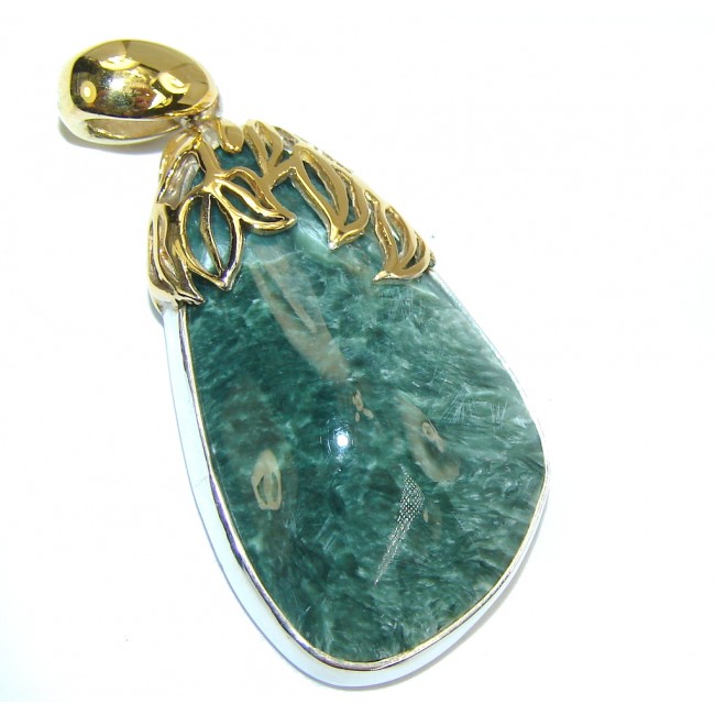 Perfect AAA Green Seraphinite & Gold Plated Sterling Silver Pendant