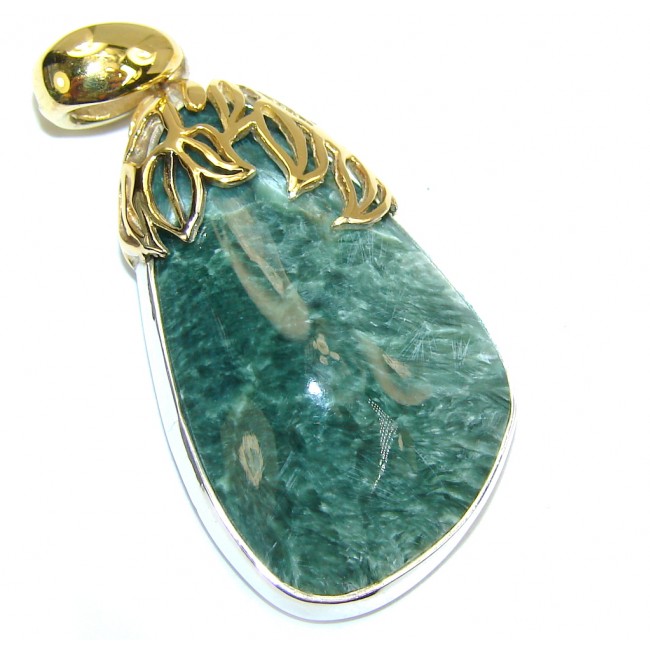 Perfect AAA Green Seraphinite & Gold Plated Sterling Silver Pendant