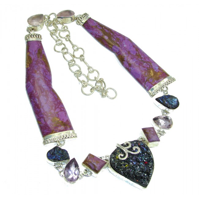 Very Chunky Purple Enigma Purple Charoite Sterling Silver handmade Necklace