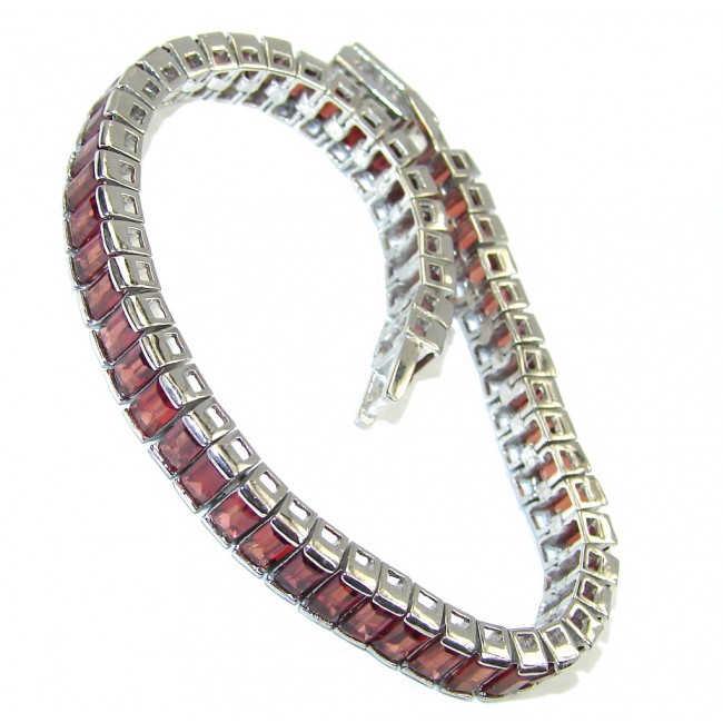 Perfection Red Cubic Zirconia Tennis Sterling Silver Bracelet