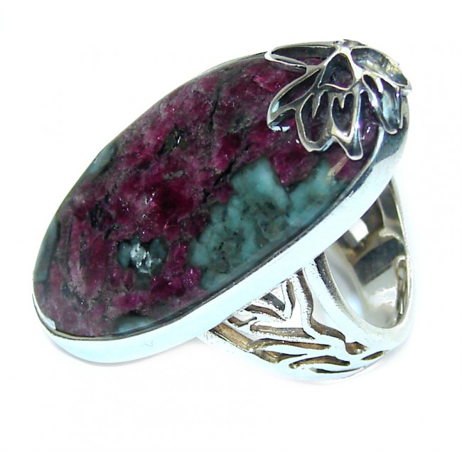 Natural AAA Russian Eudialyte Sterling Silver Ring s. 7 adjustable