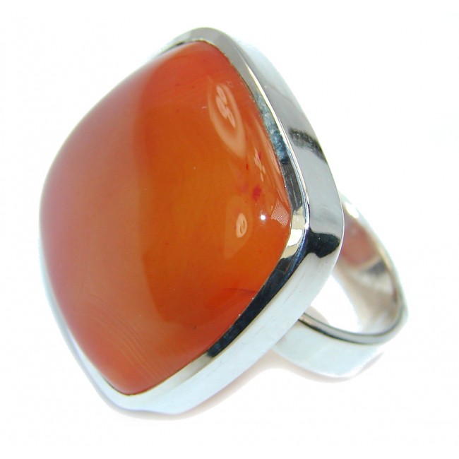 Excellent Quality Orange Carnelian Sterling Silver ring s. 8
