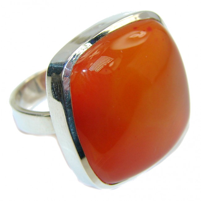 Excellent Quality Orange Carnelian Sterling Silver ring s. 8