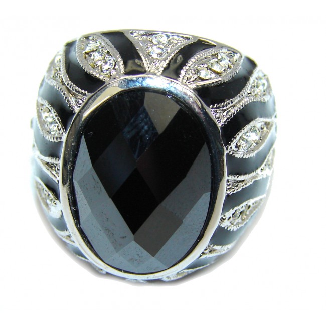 Simple Style Black Onyx Sterling Silver ring s. 7