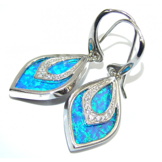Just Perfect Blue Japanese Fire Opal & White Topaz Sterling Silver earrings