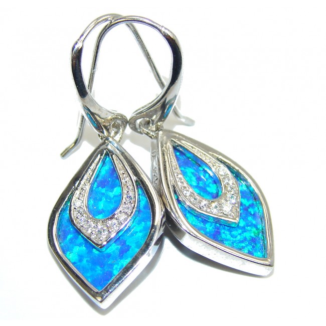 Just Perfect Blue Japanese Fire Opal & White Topaz Sterling Silver earrings