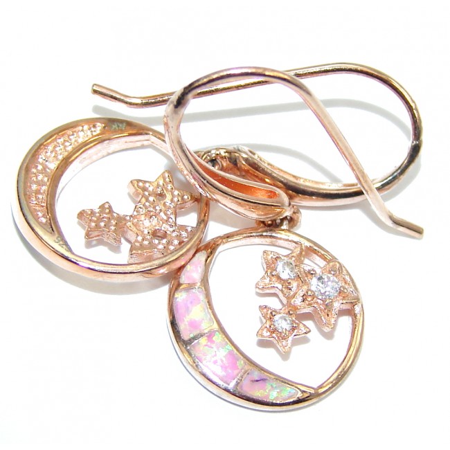 Delicate Japanese Fire Opal, Rose Gold Plated Sterling Silver earrings