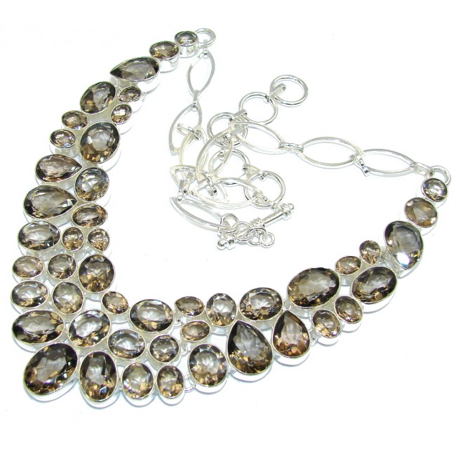 Beautiful Champagne Smoky Topaz Sterling Silver necklace