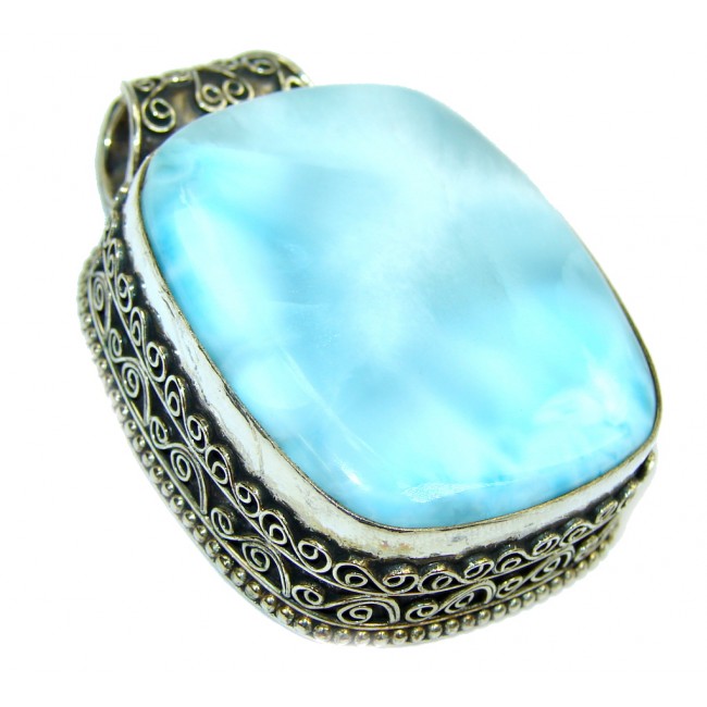Big! Exotic Beauty AAA Blue Larimar Sterling Silver Pendant