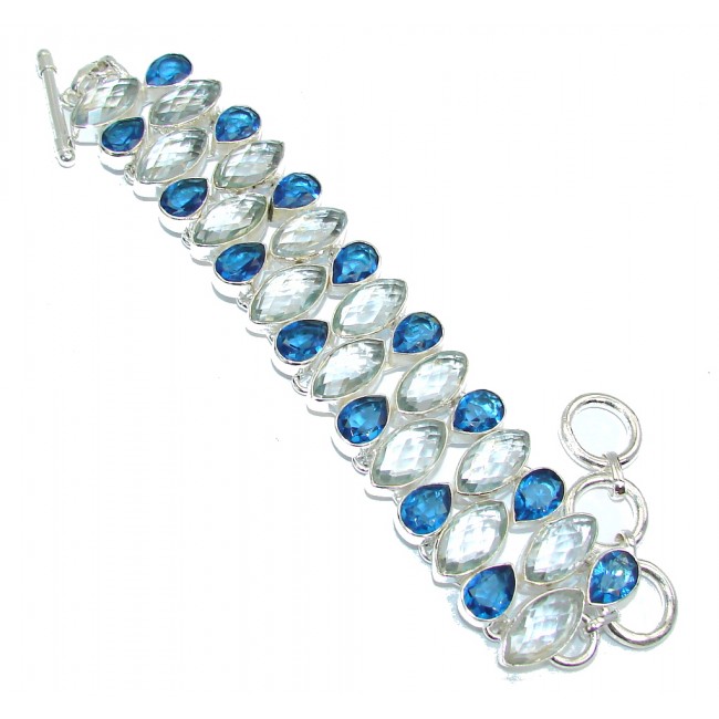 Secret Beauty White Topaz & London Blue Topaz Sterling Silver Bracelet