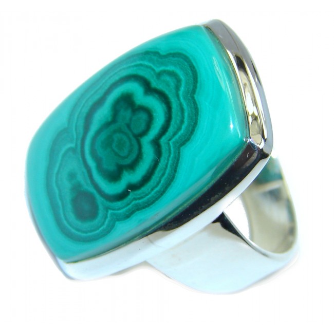 Just Glow! Green Malachite Sterling Silver ring s. 9