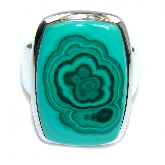 Just Glow! Green Malachite Sterling Silver ring s. 9
