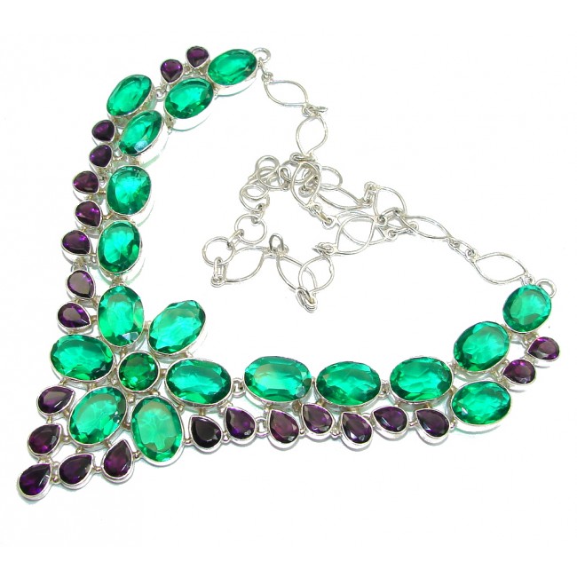 Island Beauty Created Green & Purple Quartz Sterling Silver necklace