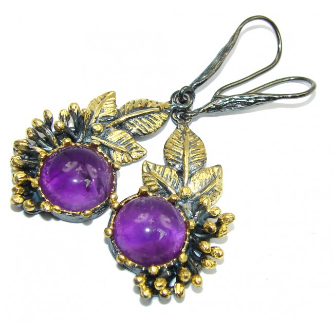 Gorgeous AAA Amethyst, Gold Plated, Rhodium Plated Sterling Silver earrings / Long