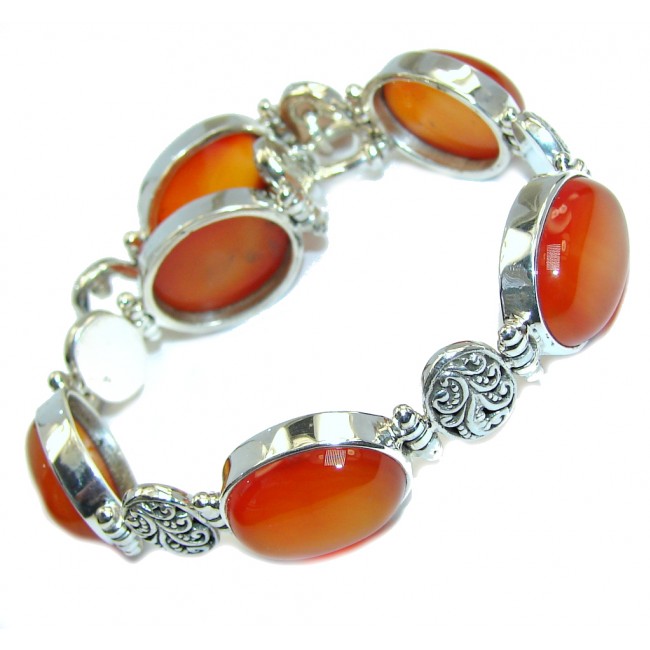 Secret Treasure Orange Carnelian Sterling Silver Bracelet