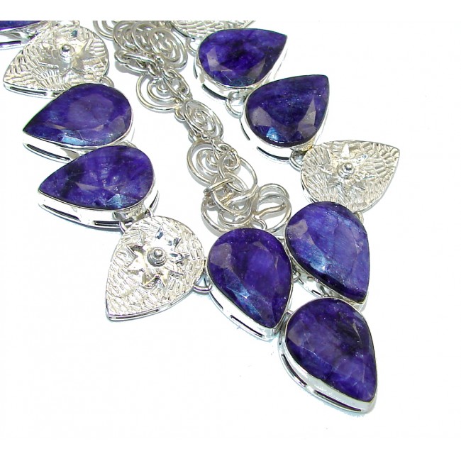 Fabulous Intense Blue Sapphire Sterling Silver necklace