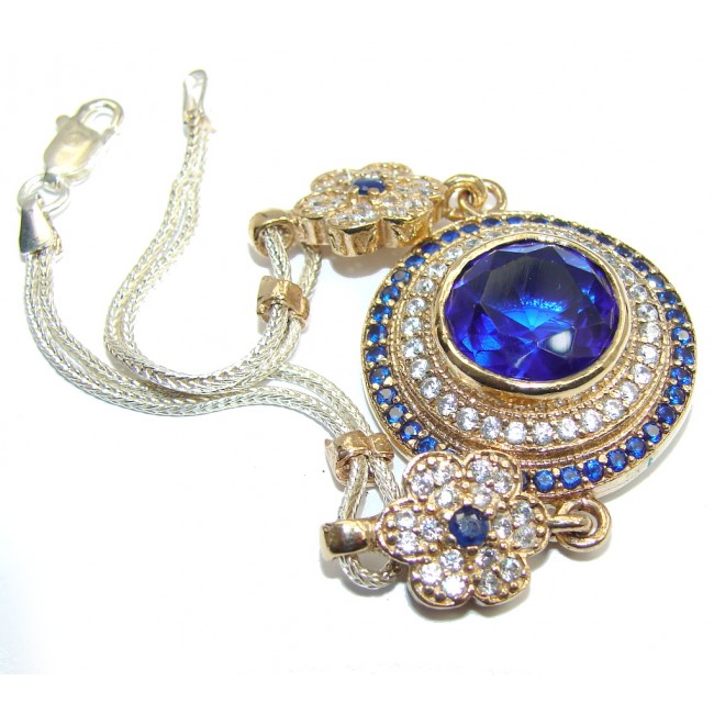 Victorian Style! created Blue Sapphire & White Topaz Sterling Silver Bracelet