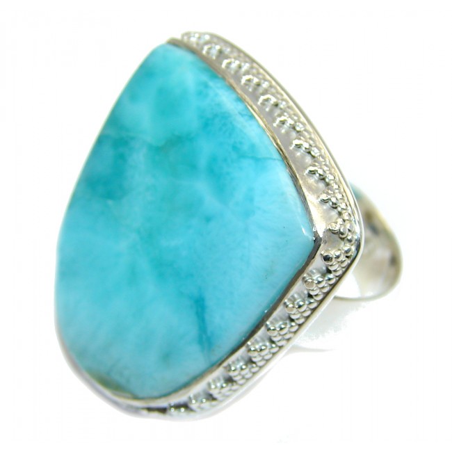 Big! Amazing AAA Blue Larimar Sterling Silver Ring s. 9