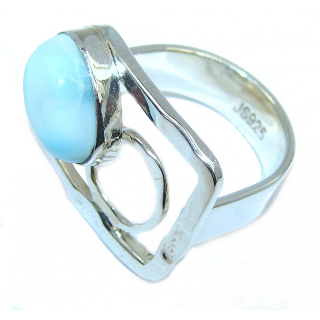Delicate Beauty AAA Blue Larimar Sterling Silver Ring s. 7 1/4
