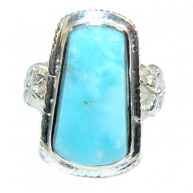 Simple AAA Blue Larimar Sterling Silver Ring s. 6 1/2