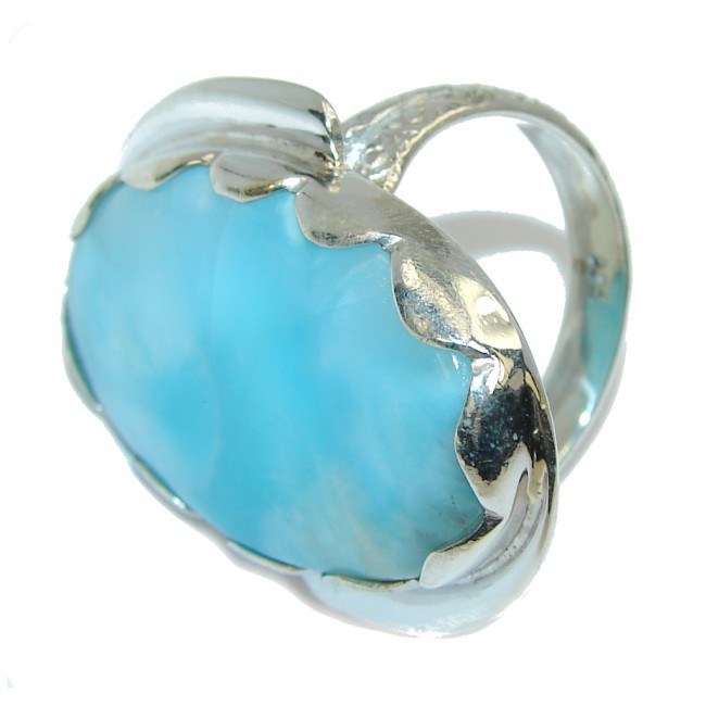 Fabulous AAA Blue Larimar Sterling Silver Ring s. 9
