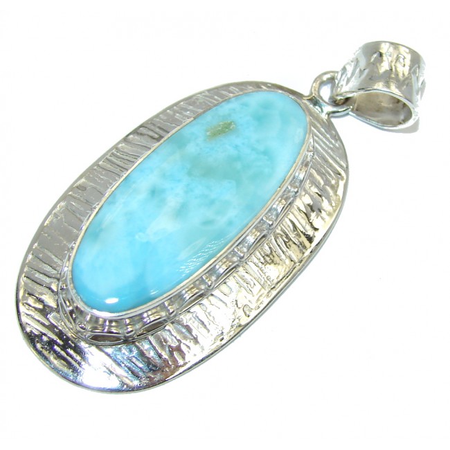 Natural AAA Blue Larimar Sterling Silver Pendant