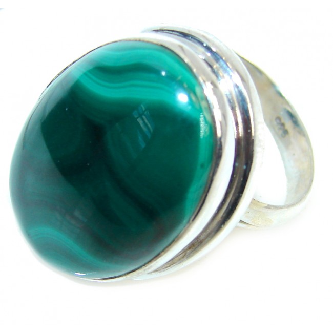 Natural AAA Green Malachite Sterling Silver ring s. 7