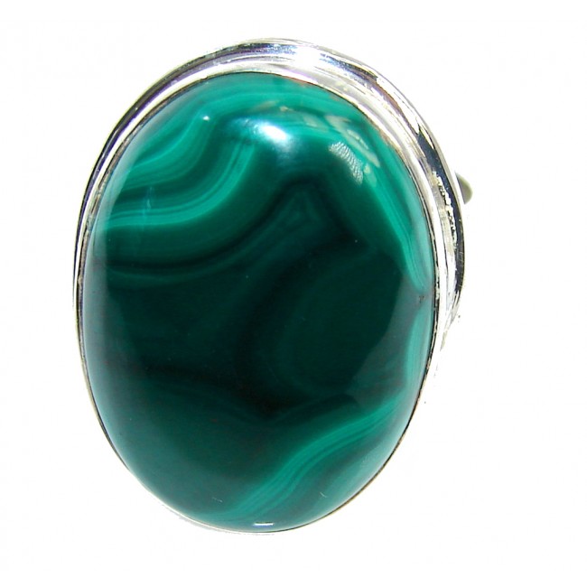 Natural AAA Green Malachite Sterling Silver ring s. 7