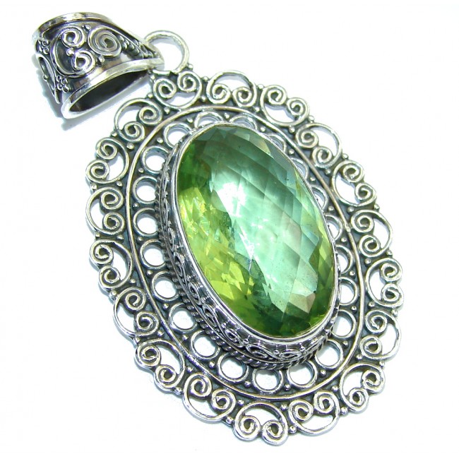 Amazing Created Green Amethyst Sterling Silver Pendant
