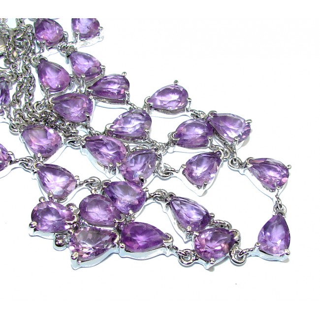 Luxurious! Natural AAA Purple Amethyst Sterling Silver Necklace