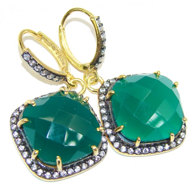Beautiful Created Emerald & White Topaz Sterling Silver earrings
