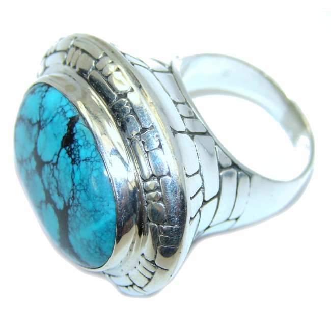 Huge! Fashion Blue Turquoise Sterling Silver Ring s. 9