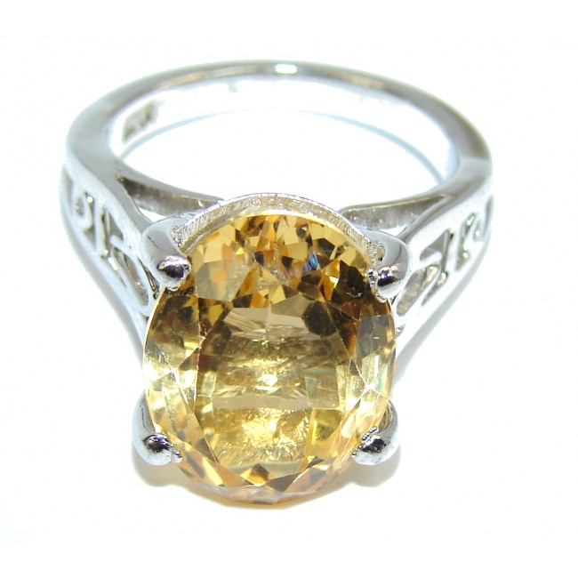 Genuine Yellow Citrine Sterling Silver Ring s. 8 1/4